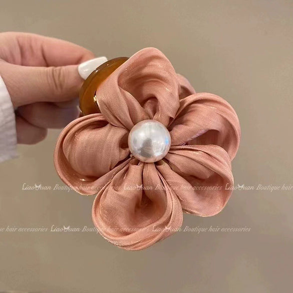 Hair Accessories Fabric Handmade Flower Pearl High Elasticity Light Luxury Style Hair Ring