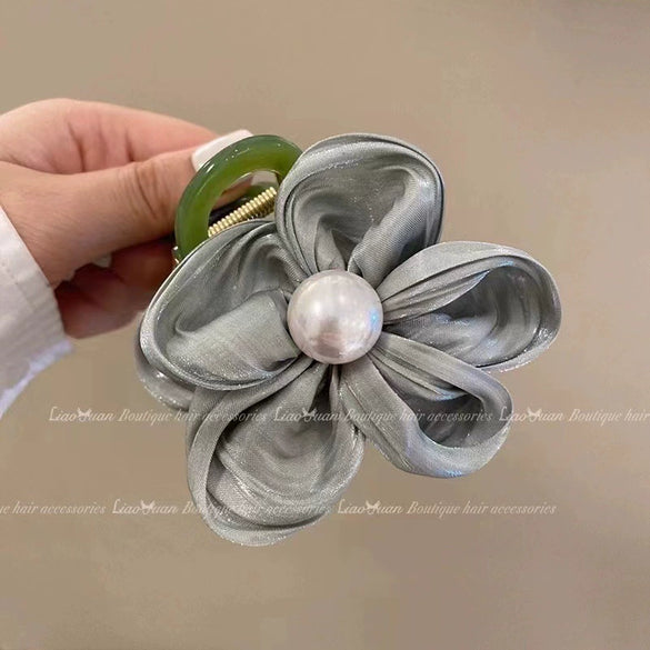 Hair Accessories Fabric Handmade Flower Pearl High Elasticity Light Luxury Style Hair Ring