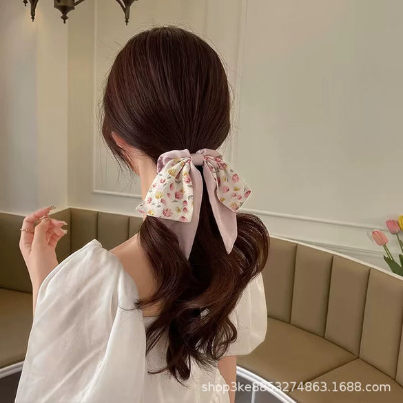 Hair Accessories Fabric Handmade Small Fresh Floral Bow Large Intestine Style With Little Fragrance And Animal Design For Women