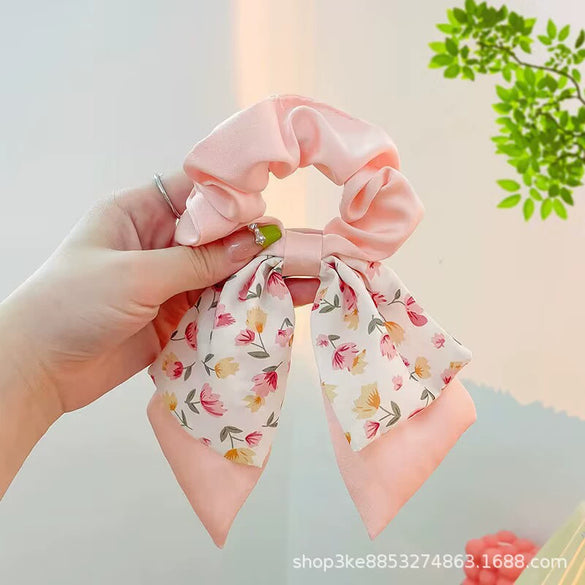 Hair Accessories Fabric Handmade Small Fresh Floral Bow Large Intestine Style With Little Fragrance And Animal Design For Women