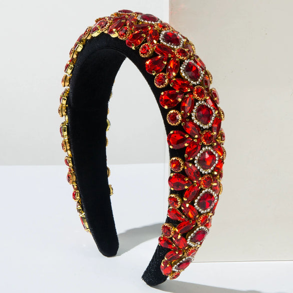 Hair Accessories Flannel Rhinestone Headband Baroque Heavy Industry Court Style Retro Light Luxury Personality Diamond Design