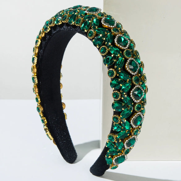 Hair Accessories Flannel Rhinestone Headband Baroque Heavy Industry Court Style Retro Light Luxury Personality Diamond Design