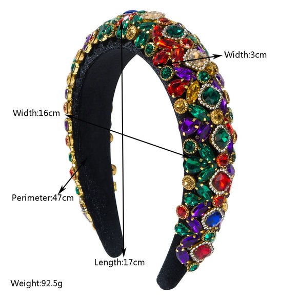 Hair Accessories Flannel Rhinestone Headband Baroque Heavy Industry Court Style Retro Light Luxury Personality Diamond Design