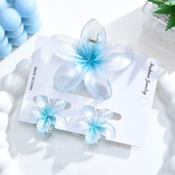 Hair Accessories Frosted Plumeria Threepiece Suit Hair Clips Highend Women's Paint Style