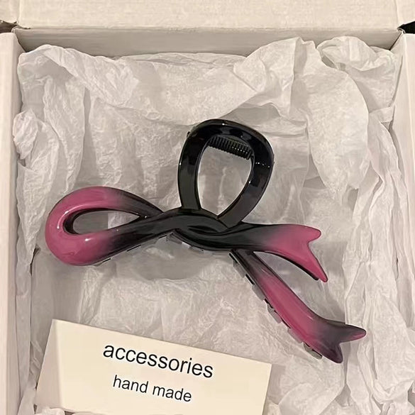 Hair Accessories Gradient Bow Grab Clip Fashion Ol Style Plastic Resin Painted Hairpin