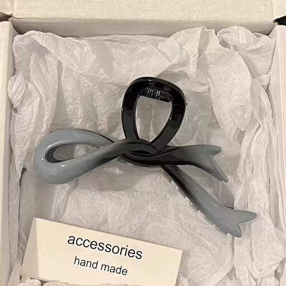 Hair Accessories Gradient Bow Grab Clip Fashion Ol Style Plastic Resin Painted Hairpin