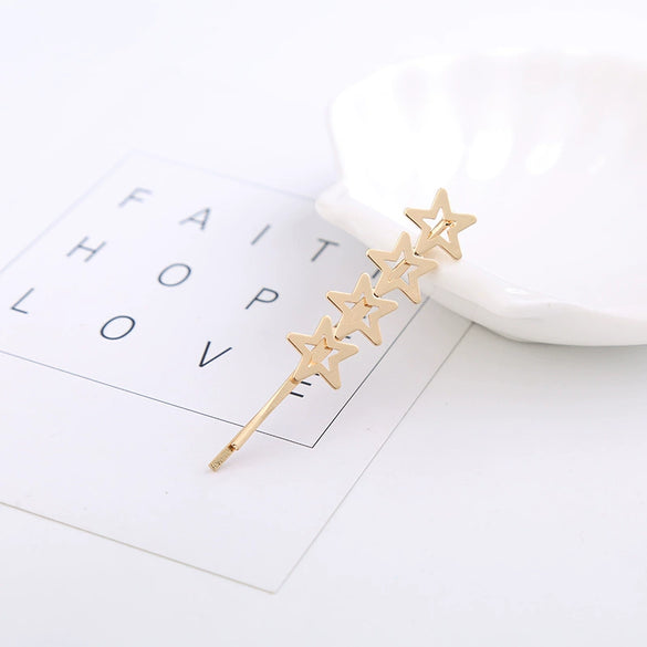 Hair Accessories Hairpin Zinc Alloy Heartshaped Fivepointed Star Smiley Face Fourleaf Clover Electroplating For Women