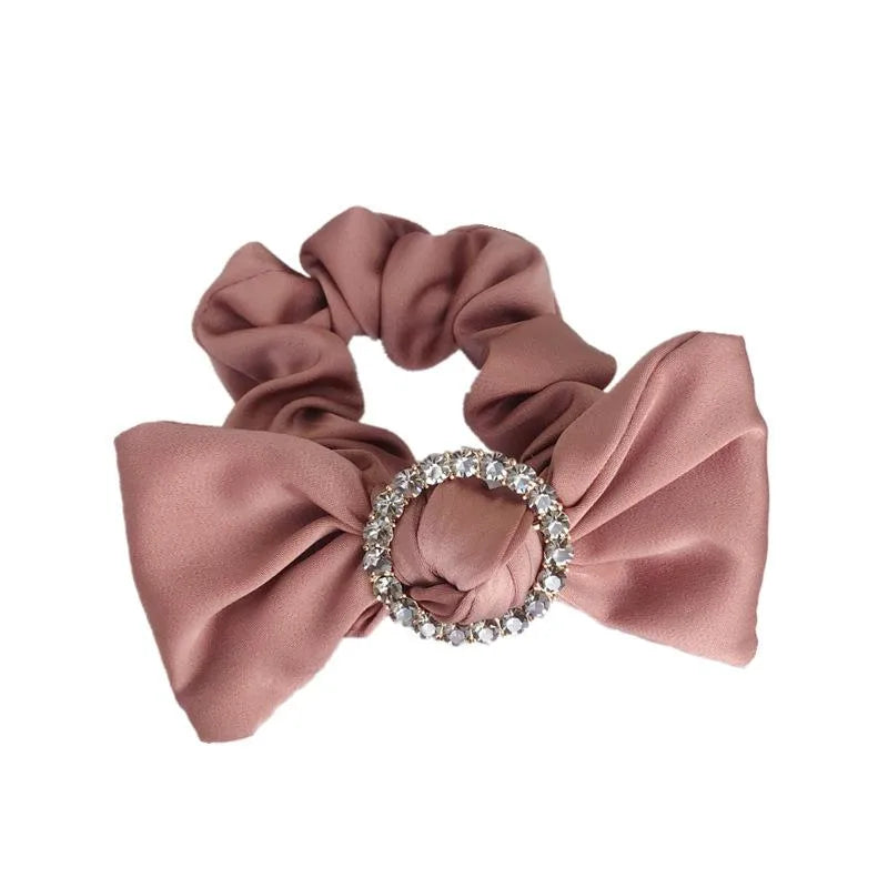 Hair Accessories Korean Simple High-End Large Bow Diamond-Studded High Elastic Hair Rope Hair Band Rubber Band