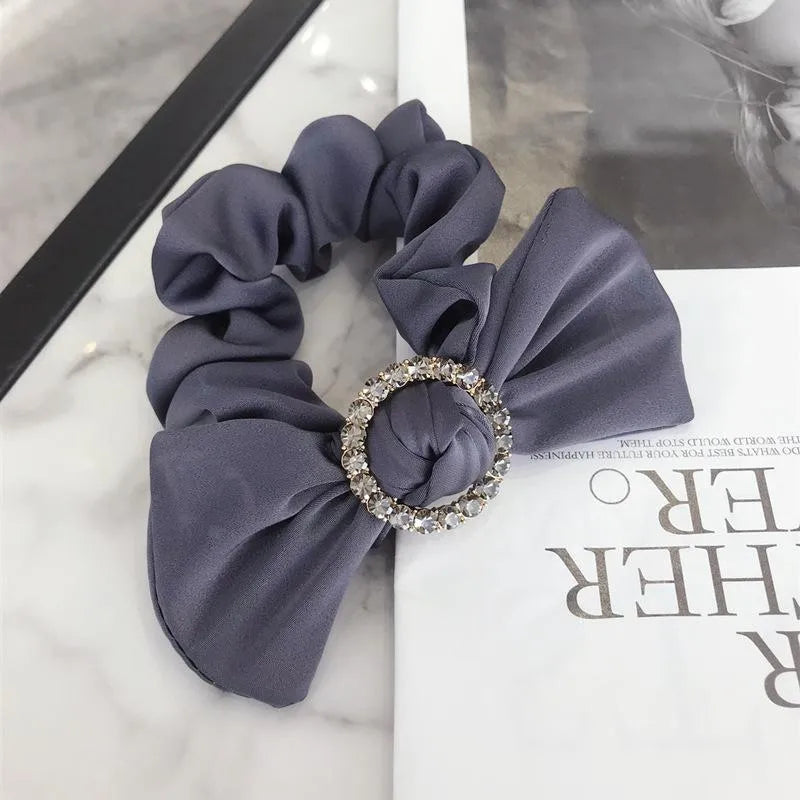 Hair Accessories Korean Simple High-End Large Bow Diamond-Studded High Elastic Hair Rope Hair Band Rubber Band