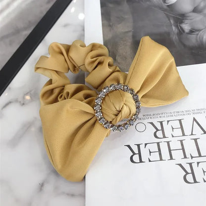 Hair Accessories Korean Simple High-End Large Bow Diamond-Studded High Elastic Hair Rope Hair Band Rubber Band