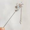 Hair Accessories Metal Handmade Moonstone Tassel Hairpin With Flower Pattern