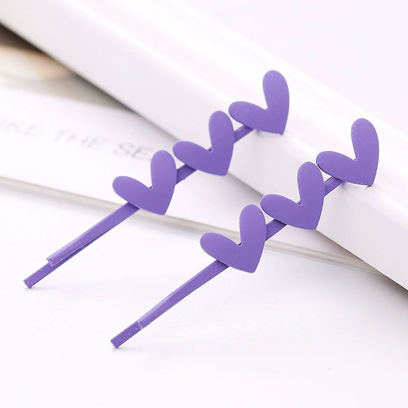 Hair Accessories Metal Texture Heart Shaped Five Pointed Star Smiley Face Spray Paint Word Clip Hairpin Zinc Alloy Baking Varnish For Women