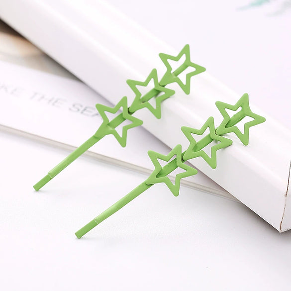 Hair Accessories Metal Texture Heart Shaped Five Pointed Star Smiley Face Spray Paint Word Clip Hairpin Zinc Alloy Baking Varnish For Women