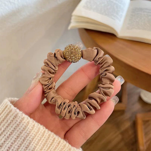 Hair Accessories Mixed Material Rhinestone High Elastic Handmade Hair Ring For Women