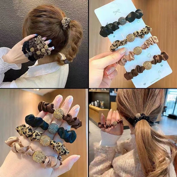 Hair Accessories Mixed Material Rhinestone High Elastic Handmade Hair Ring For Women