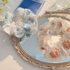 Hair Accessories Organza Mesh Handmade Hair Rope With Embroidered Flower