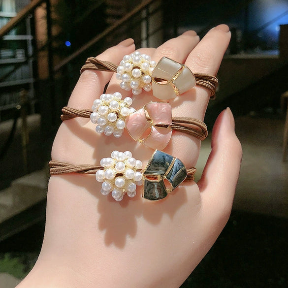 Hair Accessories Pearl Hand Knitted Headband Hair Ring For Women