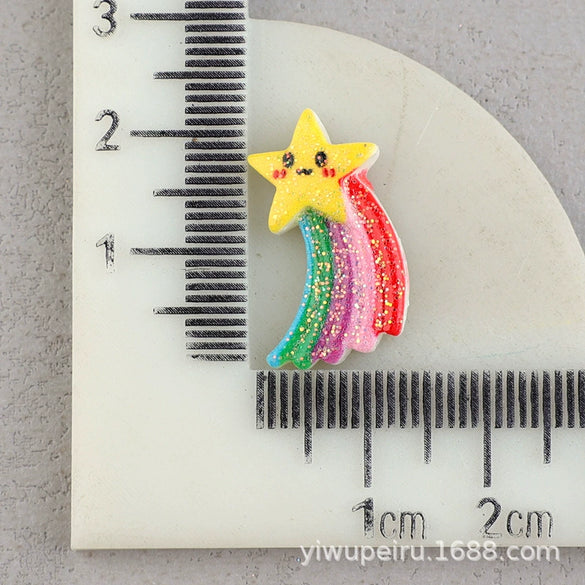 Hair Accessories Plastic Resin Fivepointed Star Clouds Rainbow Glitter Cartoon Dripping Oil Handmade