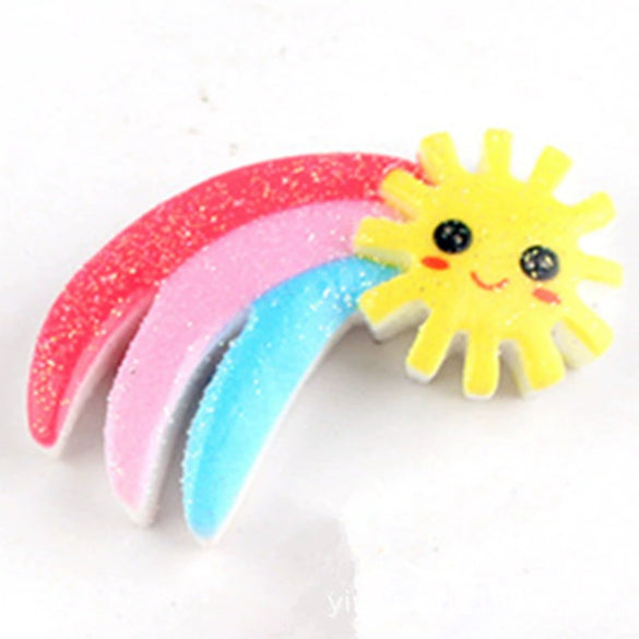 Hair Accessories Plastic Resin Fivepointed Star Clouds Rainbow Glitter Cartoon Dripping Oil Handmade
