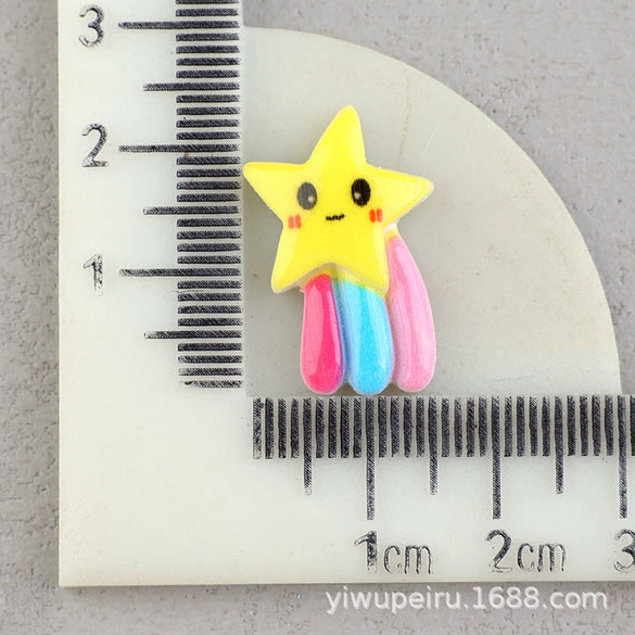 Hair Accessories Plastic Resin Fivepointed Star Clouds Rainbow Glitter Cartoon Dripping Oil Handmade