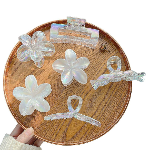 Hair Accessories Plastic Resin Simple Plants Flowers Style Electroplating Large Flower Shark Hairpin Set