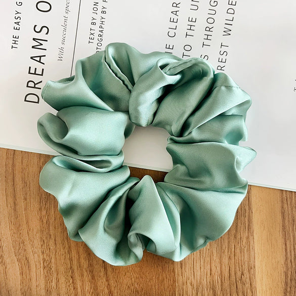 Hair Accessories Pleated Satin Silk Fabric Solid Color Printing Natural Style