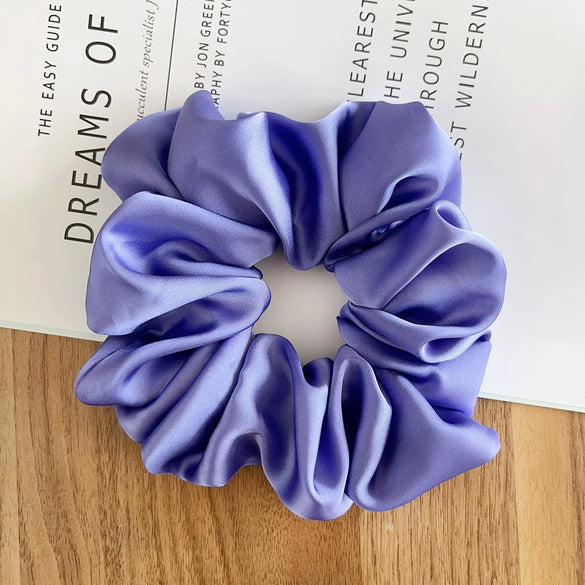 Hair Accessories Pleated Satin Silk Fabric Solid Color Printing Natural Style