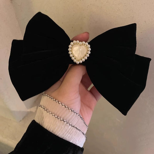 Hair Accessories Plush Flannel French Retro Bow Handmade Hairpin For Women