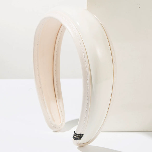 Hair Accessories Retro Bright Pu Leather Widebrimmed Headband Geometric Style Purely Handmade