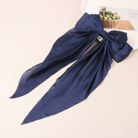 Hair Accessories Satin Ribbon Bow Spring Clip Handmade For Women