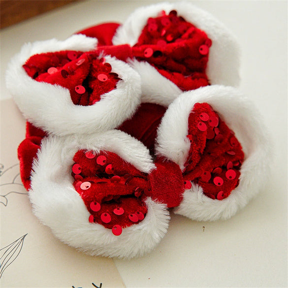Hair Accessories Sequin Bow Velvet Plush Handmade Festive