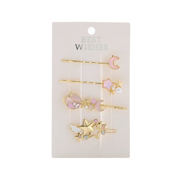Hair Accessories Set Zinc Alloy Handmade Star Moon Shape For Women