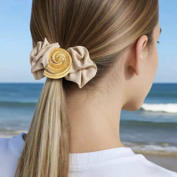 Hair Accessories Silk Stainless Steel Handmade Retro Animal Style Large Intestine Hair Ties Sun Shell Headbands