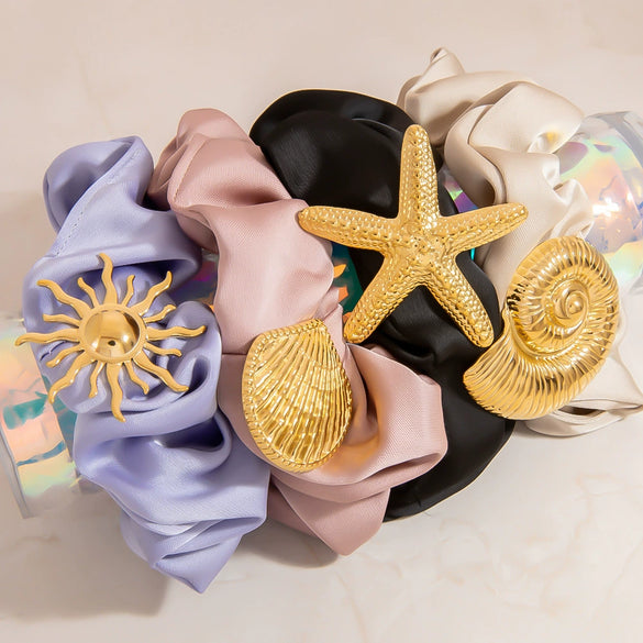 Hair Accessories Silk Stainless Steel Handmade Retro Animal Style Large Intestine Hair Ties Sun Shell Headbands