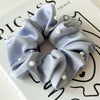 Hair Accessories Solid Color Satin Fabric Pearl Inlaid High Elastic Hair Ring