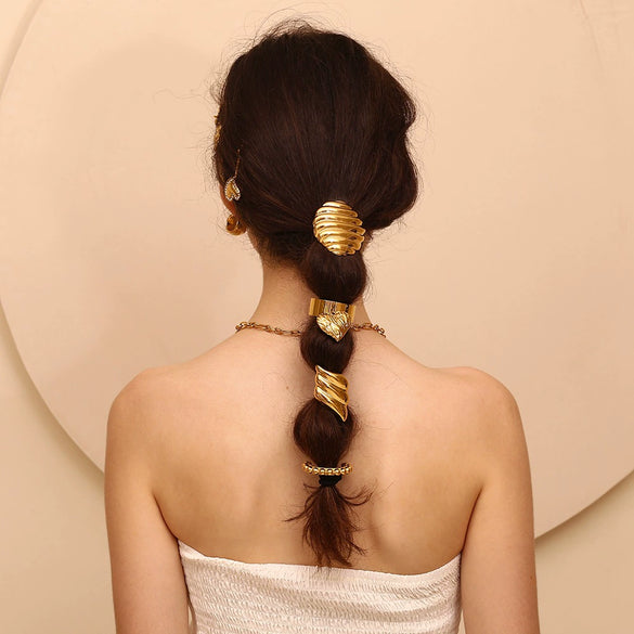 Hair Accessories Stainless Steel 18K Gold Plated Love Pendant Hair Rope Fashion Style