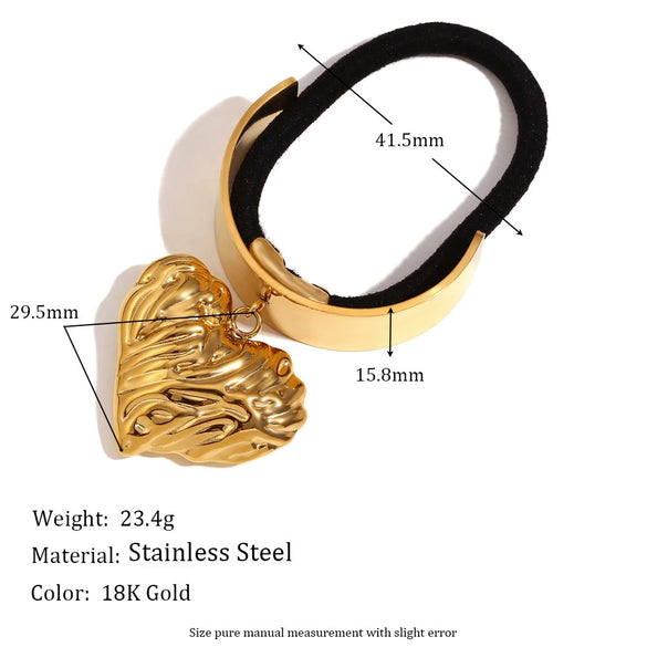 Hair Accessories Stainless Steel 18K Gold Plated Love Pendant Hair Rope Fashion Style