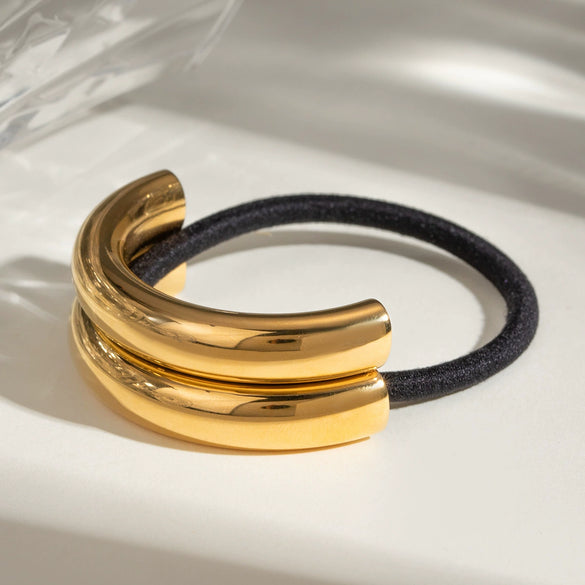 Hair Accessories Titanium Steel Geometric 18K Goldplated Hair Ring Hair Rope For Women