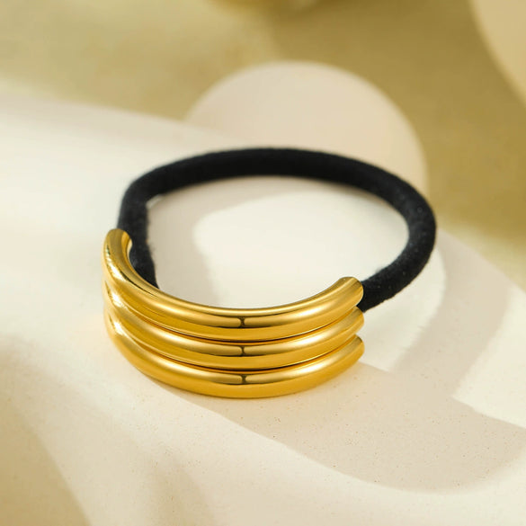 Hair Accessories Titanium Steel Ushaped Threelayer Hollow Ring Hair Ring With Electroplating