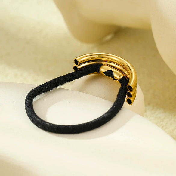 Hair Accessories Titanium Steel Ushaped Threelayer Hollow Ring Hair Ring With Electroplating