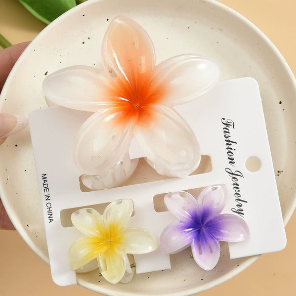 Hair Accessories Women's Gradient Egg Flower Highend Plastic Resin Gripper Hairpin With Baking Paint
