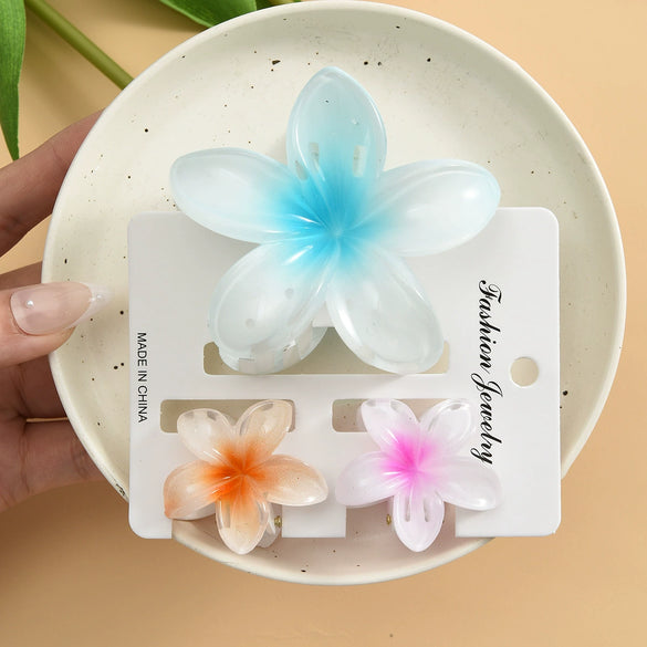 Hair Accessories Women's Gradient Egg Flower Highend Plastic Resin Gripper Hairpin With Baking Paint