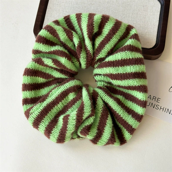 Hair Accessories Wool Striped Knitted Hair Ring For Girls