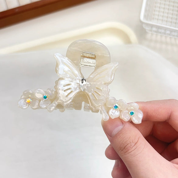 Hair Accessory Acetic Acid Handmade Water Drop Rhinestone Butterfly Claw Clip For Women