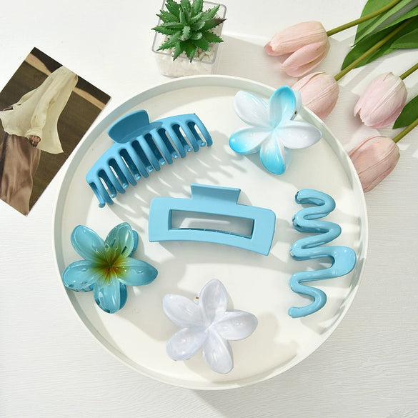 Hair Accessory Acrylic Plumeria Hairpin Scrunchie Paint Style Women's