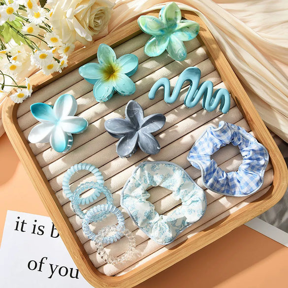Hair Accessory Acrylic Plumeria Hairpin Scrunchie Paint Style Women's