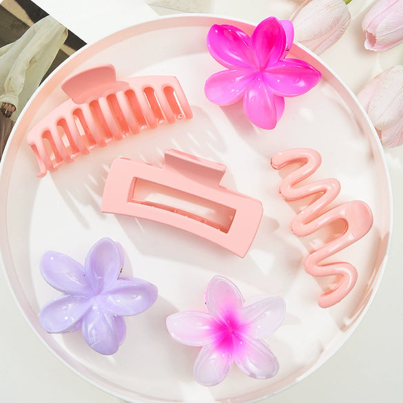 Hair Accessory Acrylic Plumeria Hairpin Scrunchie Paint Style Women's