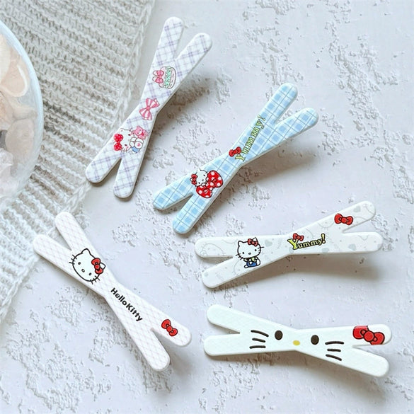 Hair Accessory Hairpin Mixed Materials Handmade Heart Shape Cartoon Kt Cat Sweet Girly Style For Women