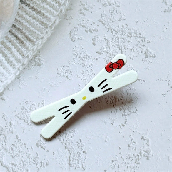 Hair Accessory Hairpin Mixed Materials Handmade Heart Shape Cartoon Kt Cat Sweet Girly Style For Women