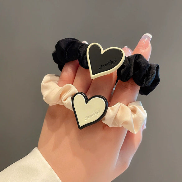 Hair Accessory Heart Shaped Cloth Handmade High Elastic Hair Band Rope